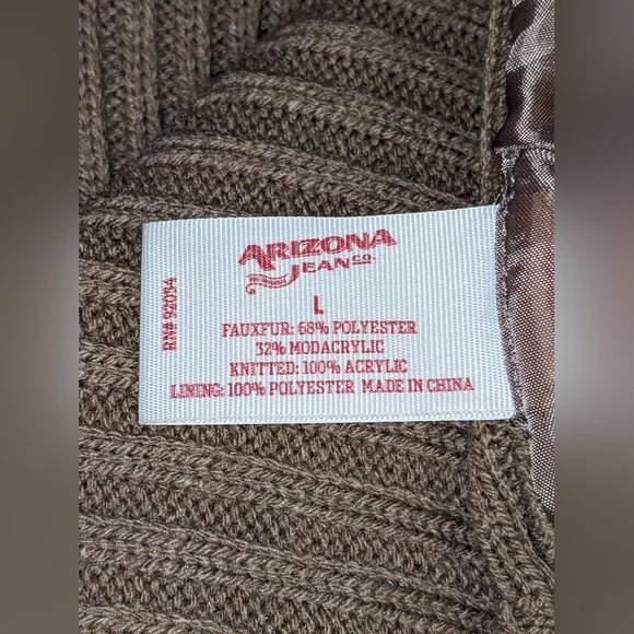 EUC Ladies Arizona Faux Fur Sweater Vest Light Brown Full Front Zipper Sz L - Picture 9 of 10